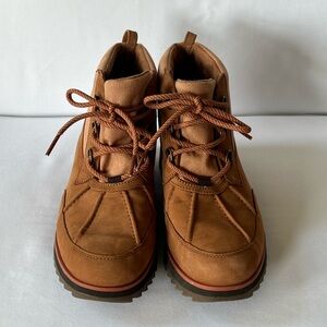 Vionic Nolan Waterproof Suede Wedge Boots in Toffee, Size 8